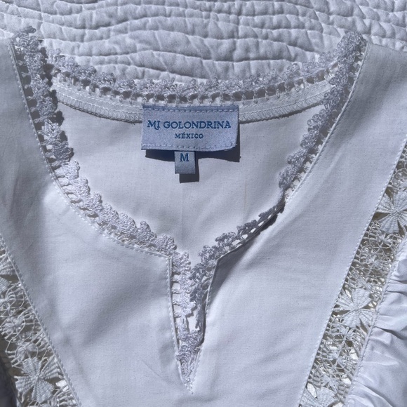 Mi Golondrina Valentina Ruffled V-Neck Sleeveless Top - White Size medium - Picture 8 of 11